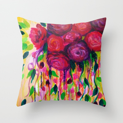 ROSES ARE RAD 18x18 Decorative Throw Pillow Cover, Polyester Lovely Floral Abstract Fine Art ...